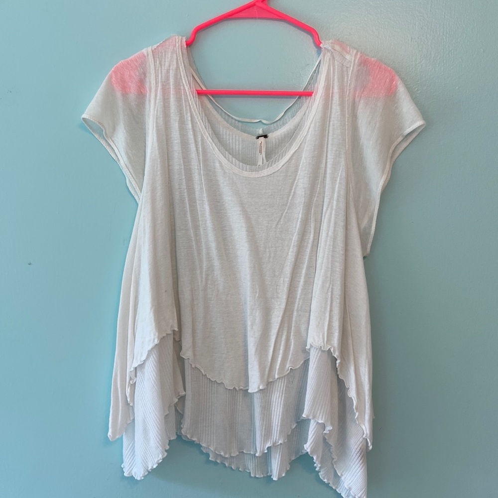 Free People Short Sleeve White Top